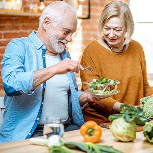 An older making healthy meals