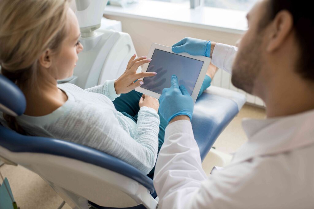 Woman at a dental implant consultation